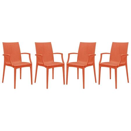 KD AMERICANA Weave Mace Indoor & Outdoor Chair with Arms, Orange, 4PK KD3585521
